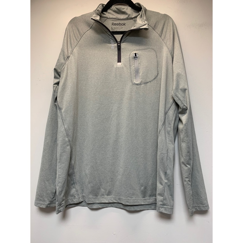 Reebok Quarter Zip Pullover Mens Large Grey Excellent Performance Activewear L